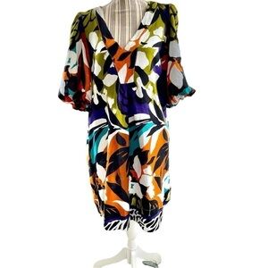 For Cynthia dress, size L, linen blend, v neck, pockets, loose flowing fit, EUC